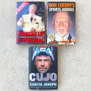 3 Sports Hockey Books Novels Don Cherry & Curtis Joseph CUJO Non Fiction Lot
